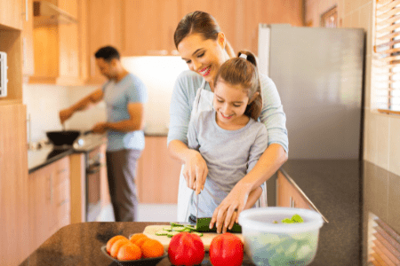 family cooking GERD-friendly meals together